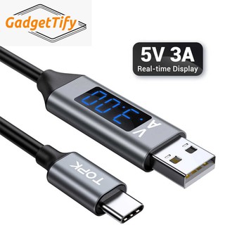 Topk AC32 (จอแสดงผล TPE 3A) แรงดันไฟฟ้า และกระแสไฟ ชาร์จเร็ว สายซิงค์ข้อมูล USB-C ยาว 1 เมตร สําหรับ IP Micro/Type C