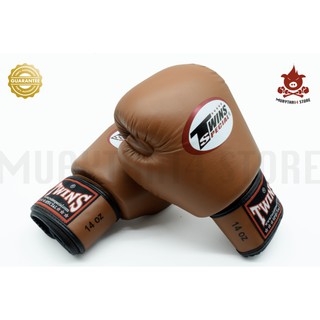 นวมชกมวย TWINS SPECIAL BOXING GLOVES BGVL-3 Brown นวมต่อยมวย หนังแท้ สีน้ำตาล