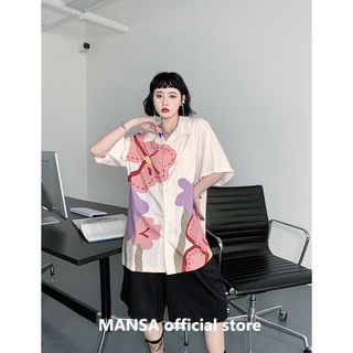 MANSA spring garden print short-sleeved shirt เสื้อลายดอก เสื้อโอเวอร์ไซส์