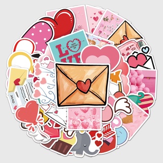 พร้อมส่งValentine wedding วาเลนไทน์ LOVE รัก โรแมนติก sticker สติกเกอร์กันน้ำรูปแบบที่แตกต่างกัน งานแต่งงาน 50 ชิ้น