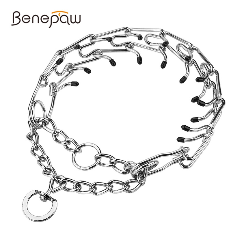 Benepaw ปลอกคอฝึกสุนัข แบบสเตนเลส ปรับขนาดได้ พร้อมปลายยาง ใส่สบาย ปลอดภัย สําหรับฝึกสัตว์เลี้ยง