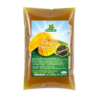 เนเจอร์เทส มะม่วงแบบถุงเติม น้ำมะม่วงเข้มข้น 40% ขนาด 1 กก. ยี่ห้อ เนเจอร์เทส (Mango squash Nature taste)