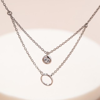 RAWEE SHINE LAYERS NECKLACE สร้อยคอเงินแท้ 925 ประดับเพชร CZ