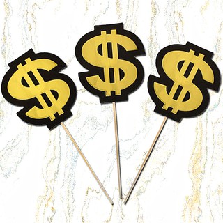 PACK of 3 PCS Cake Topper Dollar Cake Decoration 暴富 钱 美金 生日蛋糕插牌蛋糕装饰