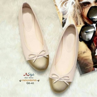 รองเท้าคัทชูส้นแบน Style CC สุดเก๋แต่งโบว์ด้านหน้าเรียบหรูดูแพง