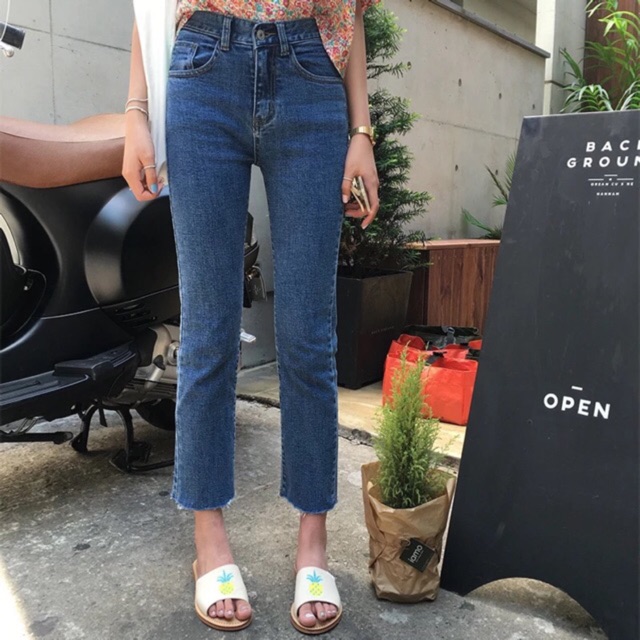 *ขายดี* Autumn time straight denim (high waist) - cu108