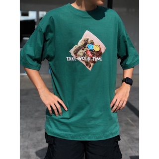 【Hot】เสื้อยืด Oversize ลาย take time (กัญ)