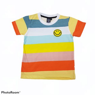 เสื้อยืดเด็กSmileyหน้ายิ้มลายทางใหญ่3สี