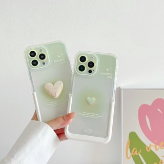 ✨ส่งเชือกเส้นเล็ก✨เคสไอโฟน14 Pro Max 13 12 11 เคส for iPhone 14พลัส รูปหัวใจ พร้อมขาตั้ง พกง่ายๆ การป้องกันการตก Case