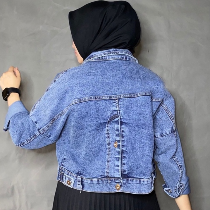 เสื้อแจ็คเก็ตยีนส์ Nayra CROOP || ล่าสุด ZARA MODEL WOMEN& 39;S DENIM JACKET, ปุ่มด้านหลัง