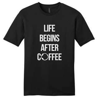 เสื้อยืดผ้าฝ้ายพิมพ์ลายแฟชั่น เสื้อยืดผ้าฝ้าย พิมพ์ลาย Life Begins After Coffee BKpofm65LGpnge84