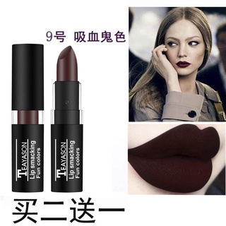 ลิปสติก เนื้อแมตต์ ไม่จางหาย สีดํา สีม่วง สไตล์เรโทร สําหรับเด็กผู้หญิง