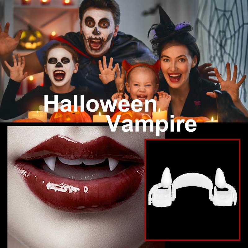 OMG* สําหรับ Vampire Fangs Halloween Retractable สําหรับแวมไพร์ฟันปลอมสําหรับ Halloween Chr