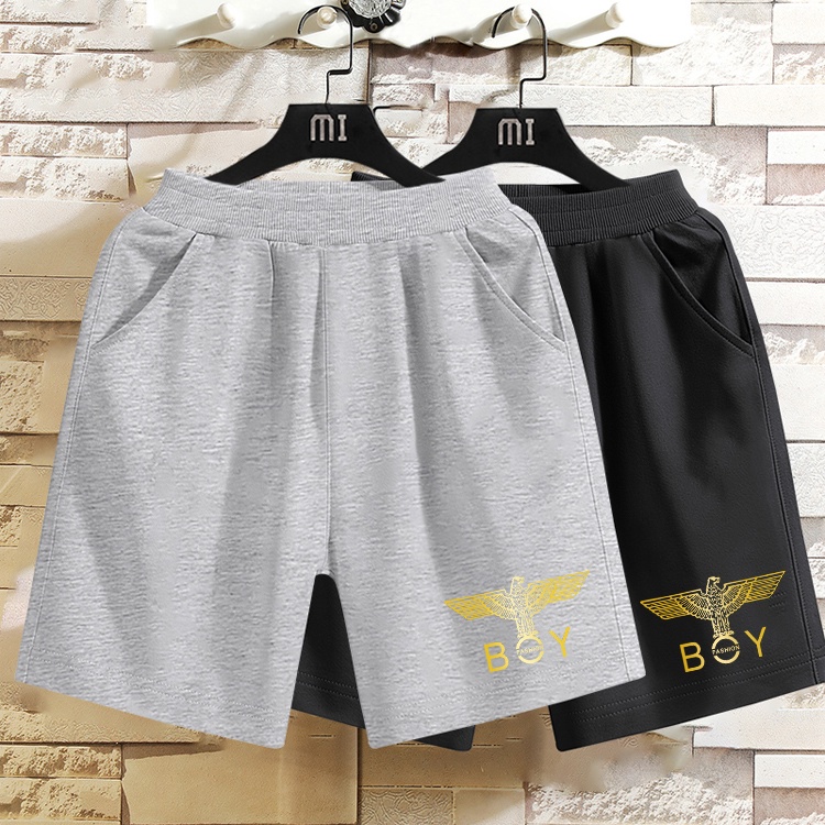 F218Bกางเกงเด็กกีฬาขาสั้นรุ่นมีกระเป๋าเอวยาวยืดใส่สบายได้ทั้งเด็กชายและเด็กหญิง