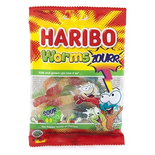 HARIBO ฮาริโบ้ เวิร์มซาวร์วุ้นเจลลาตินรูปหนอน 80ก.