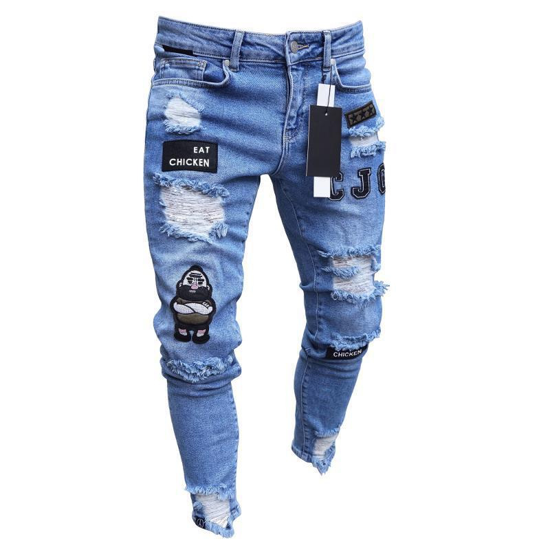 THREE-DIMENSIONAL EMBROIDERED SLIM STRETCH JEANS main image 1
