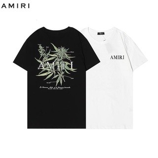 Amiri เสื้อยืดแฟชั่นสําหรับ Unisex ผ้าฝ้ายแขนสั้นพิมพ์ลาย