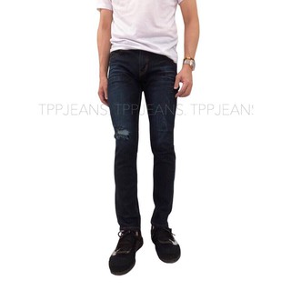 TPPJEANS SlimFit Denim กางเกงยีนส์ชายทรงสลิม ขาดเข่าสีมิดไนท์ Size 28-36 รับชำระปลายทางครับ