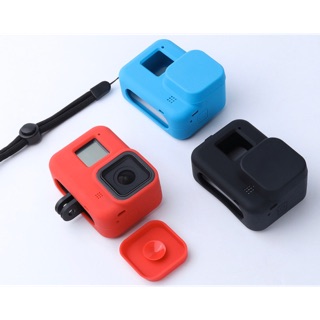 โกโปร8 เคสซิลิโคนพร้อมฝาปิดเลนส์และสายคล้องมือ GOPRO 8 SILICONE CASE With Lens cap and wrist strap