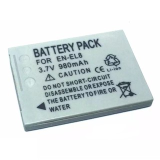 แบตเตอรี่กล้องนิคอน รหัสแบต EN-EL8  ENEL8 Replacement Battery for Nikon Coolpix P1,P2,S1,S2,S3,S5,S50,S51,S52,S6,S7,S8,