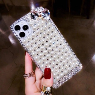 เคสโทรศัพท์มือถือ ประดับโบว์ และไข่มุก กลิตเตอร์ ระยิบระยับ สําหรับ iPhone 14 Pro 13 12 Pro Max 11 12 Mini 6 6s 7 8 Plus X XS XR SE 2020