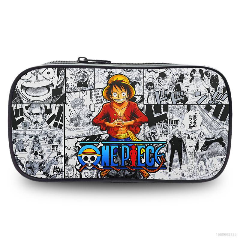 Yb2 กระเป๋าดินสอ กระเป๋าเครื่องเขียน ผ้าไนล่อน ลายการ์ตูน One Piece Monkey Luffy Roronoa มัลติฟังก์ชั่น สําหรับเด็กผู้ชาย ผู้หญิง