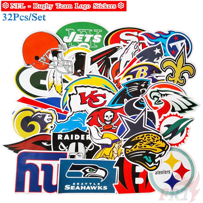 NFL National Football League Team Logo Series 01 สติ๊กเกอร์ 32Pcs/Set Rugby DIY Fashion Waterproof Doodle Decals สติ๊กเกอร์