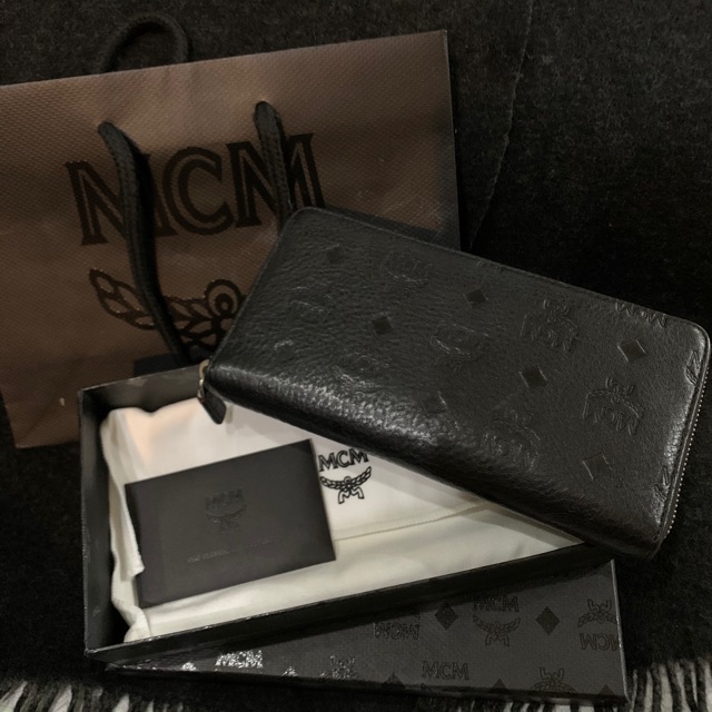 MCM Zip Around Wallet in Monogram Leather