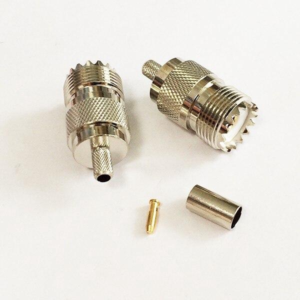 1PC UHF หญิงแจ็ค RF Coax Connector Crimp สําหรับ RG58,RG142,RG400,LMR195 ตรง Nickelplated