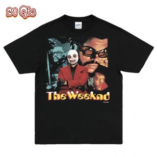 คอลูกเรือเสื้อยืดคอกลม21 สินค้าเดิม/เสื้อยืดคอกลม/The Weeknd/ผ้าฝ้าย 100% Oversize SML ดำ&amp;ขาว unisex🔥ผ้าฝ้ายแท้