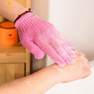 E xfoliating ถุงมืออาบน้ำอาบน้ำห้านิ้วขัดพื้นถุงมือใบหน้าผิวล้างร่างกายนวดถูโคลนผิวร่างกายรังบวบ E xfoliating อาบน้ำนวมทำความสะอาดผิวที่ตายแล้ว Remover flowerdance