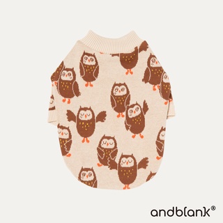 andblank ® เสื้อสุนัข รุ่น Mystery Owl Knit Oatmeal เสื้อผ้าสัตว์เลี้ยง Cotton ถัก 100%