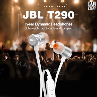 🎧 JBL T290 3.5mm Wired Earphones TUNE 290 Stereo Music Sports Pure Bass Headset 1-Button Remote Hands-free Call with Mic