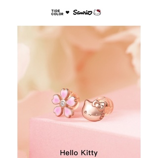 Tide color painting x Sanrio Hello Kitty summer sterling silver earrings female niche design high-end earrings pierced