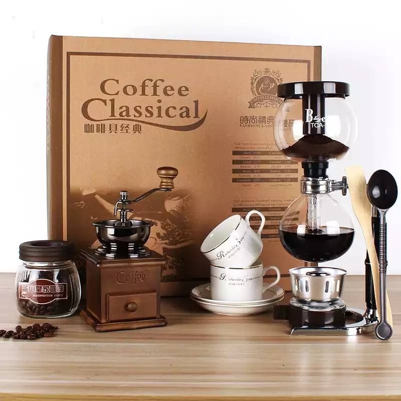 siphon Syphon Coffee maker set เซตดริปกาแฟครบชุด เครื่องบด+แก้ว2ใบ+ดริปสูญญากาศ+โหลใส่กาแฟ