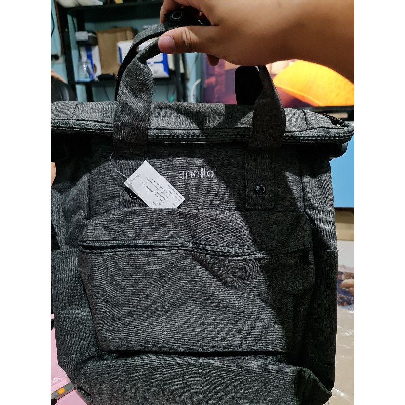 กระเป๋า anello foldable backpack สีเทา ของแท้ (ของสมนาคุณจากบัตรเครดิต)