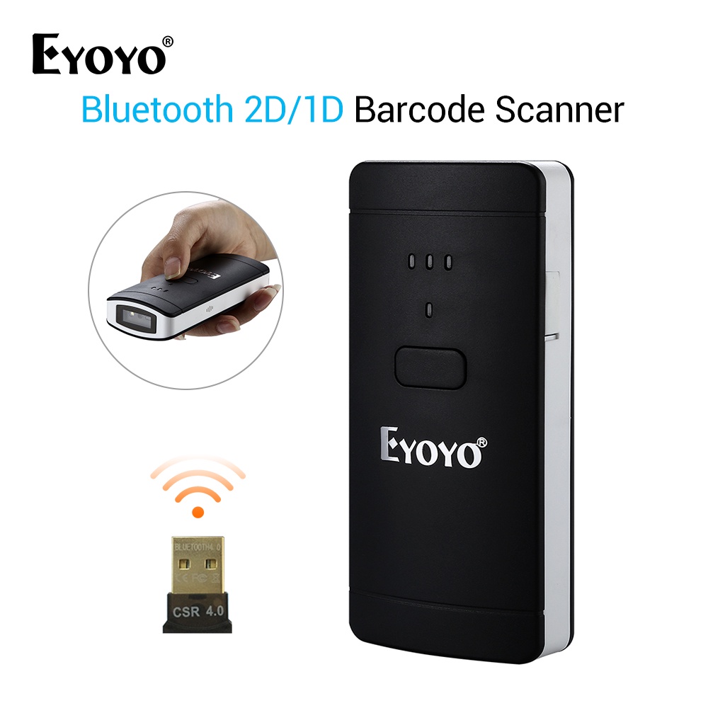 Eyoyo EY-002S 1D/2D BarCode Reader, Bar code Scanner Bluetooth แบบพกพาทํางานสูงสุด 9h ทํางานสําหรับโ