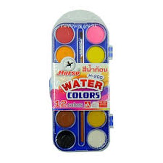 สีน้ำ12สี ชนิดก้อน กล่องพลาสติก H-200