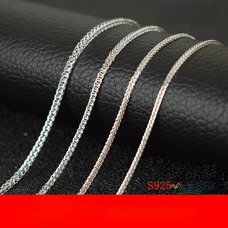 18k gold Foxtail Chain แฟชั่น 925 สร้อยคอเงิน Foxtail สร้อยคอโซ่ 16"-28" นิ้วเครื่องประดับแฟชั่นเกาห