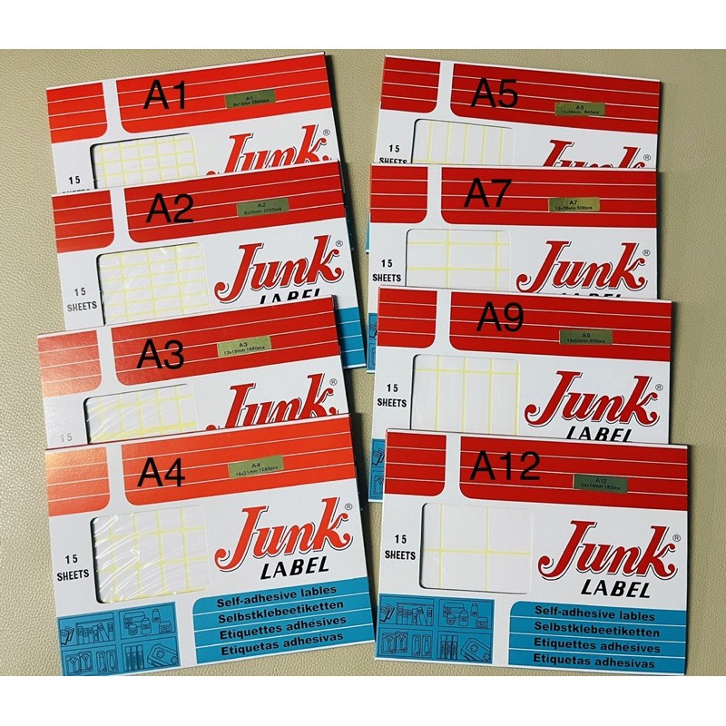 Junk Label สติ๊กเกอร์ สติ๊กเกอร์ติดชื่อ แผ่นสติ๊กเกอร์ แผ่นติดราคา ป้ายราคามีกาว สติ๊กเกอร์เป็นช่อง 