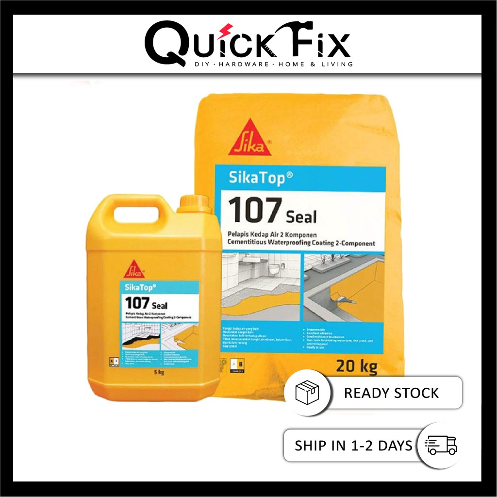 QuickFix SIKA TOP SEAL 107 20กก. + 5กก. สีเทา 25กก. ชุดซีเมนต์กันน้ํา