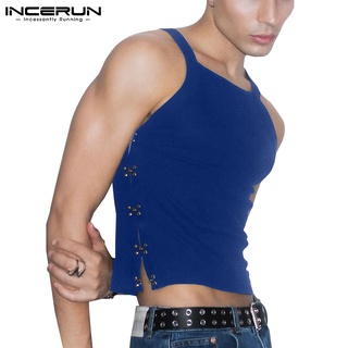 Incerun เสื้อกล้าม แขนกุด สีพื้น 3 สี แฟชั่นฤดูร้อน สําหรับผู้ชาย