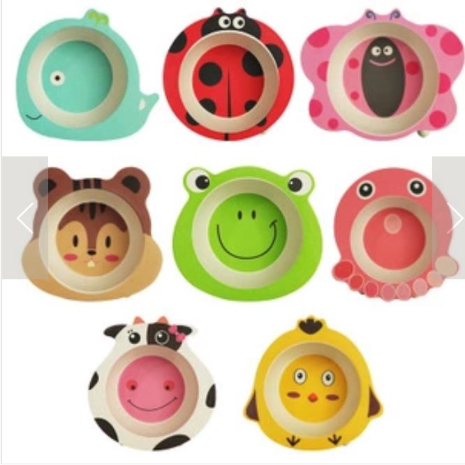 ชามเด็ก Fibre ไม้ไผ่ธรรมชาติ