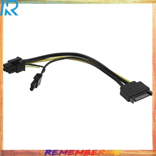 Rem - 8 นิ้ว 15 Pin Sata Male To 8 Pin ( 6 + 2 ) Pci - E Power สายเคเบิ้ลสําหรับการ์ดกราฟฟิค