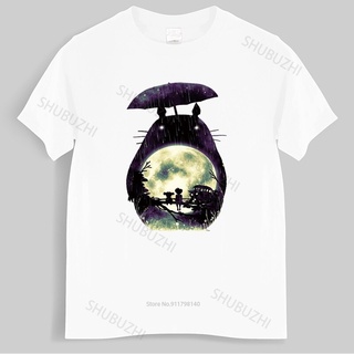 เสื้อยืดผ้าฝ้ายพิมพ์ลายแฟชั่น เสื้อยืด พิมพ์ลายการ์ตูน My Neighbor Totoro Miyazaki Hayao สีดํา สไตล์ญี่ปุ่น แฟชั่นสําหรั