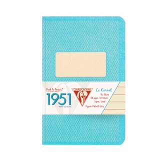 Clairefontaine สมุดบันทึก มีเส้นบรรทัด ปกสีฟ้า สไตล์วินเทจ 9x14ซม. 1951, Turquoise stapled notebook 48sh. Lined 195796C