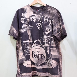 เสื้อวง the beatles ลายโอเวอร์ปริ้น สไตล์วินเทจ สกรีนทั้งตัว ผ้านอก เสื้อOVP เสื้อวินเทจญี่ปุ่น เสื้อโอเวอร์ไซส์