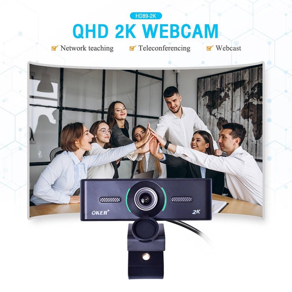 Oker Webcam HD89 2K 60 fps  อัดวิดีโอ ได้ภาพที่คมชัด กล้อง+ไมค์  60 fps  อัดวิดีโอ ได้ภาพที่คมชัด กล