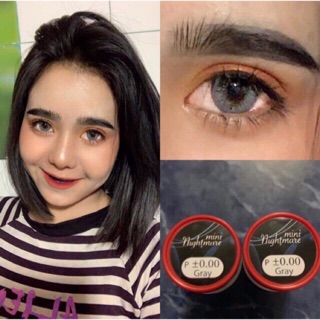 Mini Nightmare Gray (1) คอนแทคเลนส์ สีเทา Pitchy ฝาแดง มินิ Contact Lens ลายฮิตใน tiktok สายตาสั้น แฟชั่น ค่าสายตา Be