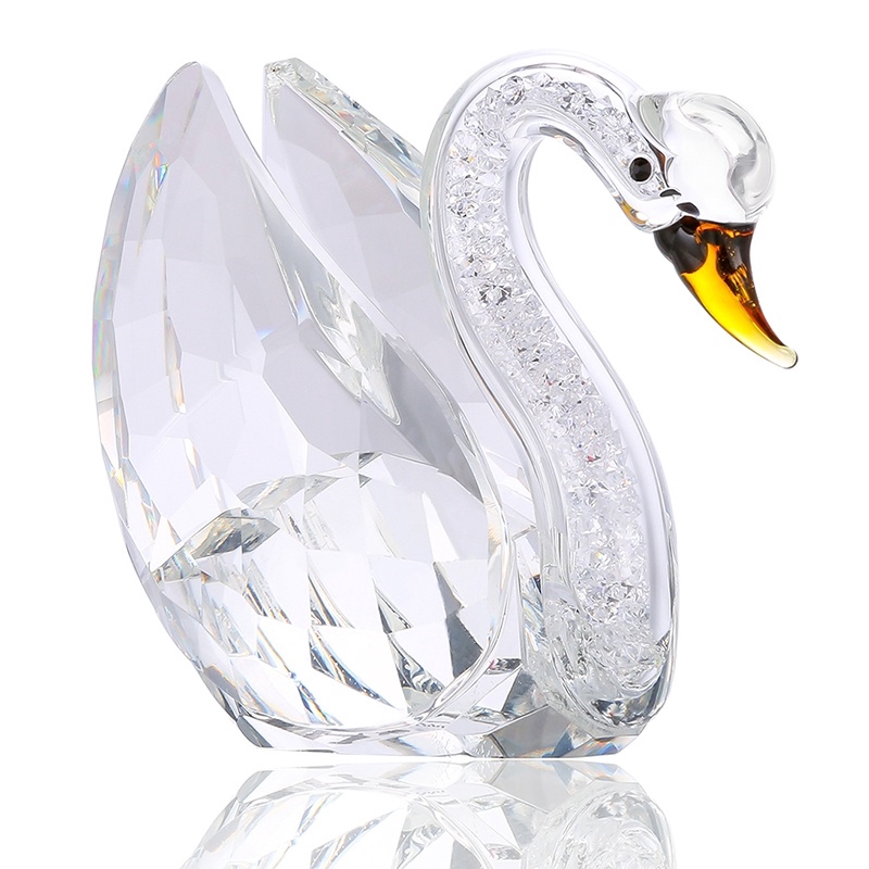 แก้วคริสตัล Swan Figurines Collection เพชรสัตว์ Paperweight ตารางเครื่องประดับตกแต่งบ้าน Handmade วันเกิด